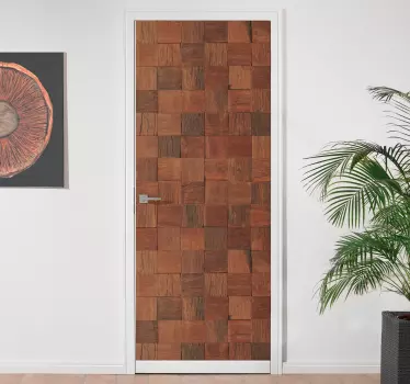 Lesena tekstura nalepke za vrata iz rjavega lesa - TenStickers