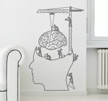 Sticker cerveau en construction - TenStickers