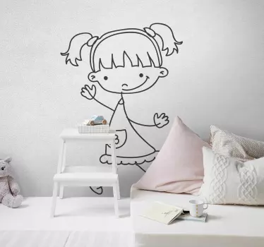 Little Girl Sketch Decal - TenStickers