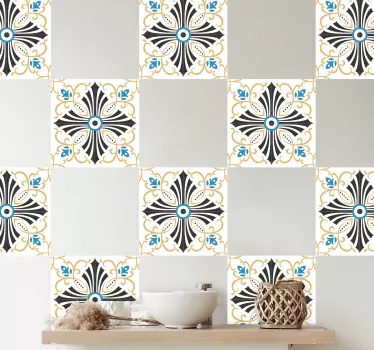 Vintage cross spiral design tile sticker - TenStickers