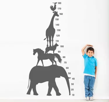Tower Animals Height Chart Decal - TenStickers