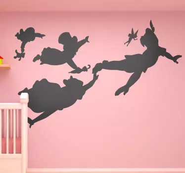 Vinilo infantil silueta personajes Peter Pan - TenVinilo