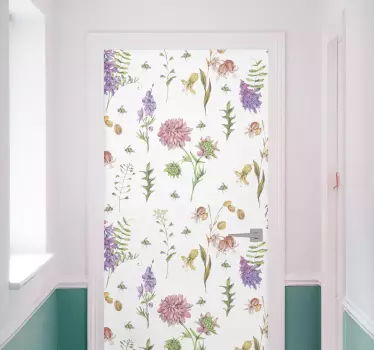 Türaufkleber Mehrfarbige minimalistische wildblumen - TenStickers