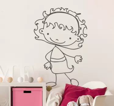 Sticker enfant fillette dessin - TenStickers
