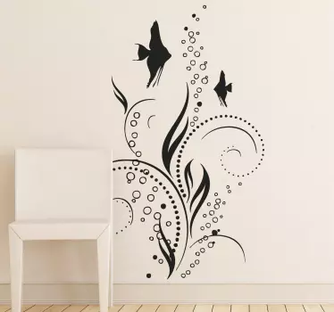 Decorative Floral Fish Decal - TenStickers