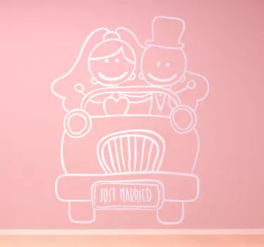 Newly-wed Couple Car Sticker - TenStickers