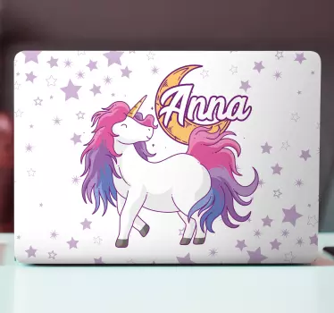Unicorn and moon laptop skin decal - TenStickers