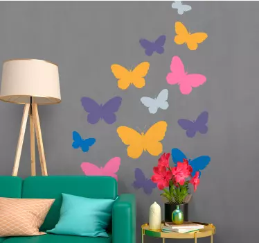 Samolepka vícebarevných motýlů létajících motýlů - TenStickers