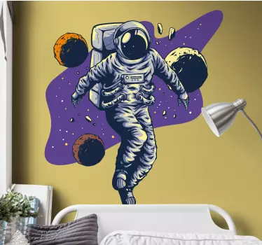 Vinil decorativo infantil Estilo de vôo de astronauta desenhado à - TenStickers