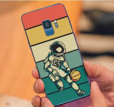 Astronaute jouant au basket-ball stickers de téléphone - TenStickers