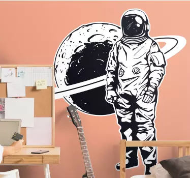 Autocolantes quarto de dormir Desenho de astronauta com planeta - TenStickers