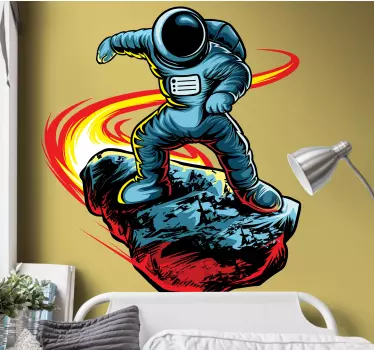 Astronaut with meteor wall sticker - TenStickers