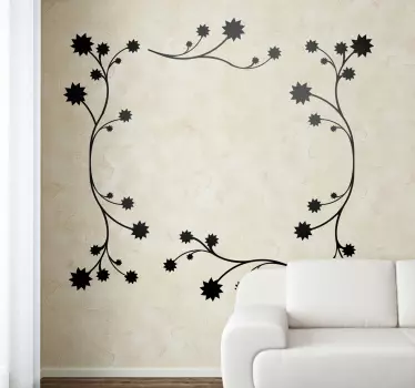 Floral Frame Wall Sticker - TenStickers