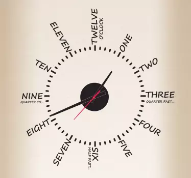 Time in Text Clock Sticker - TenStickers