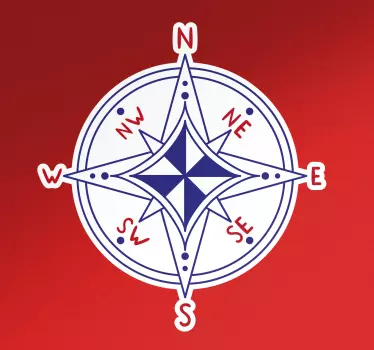 Marineblå og rød kompas marine wallsticker - TenStickers