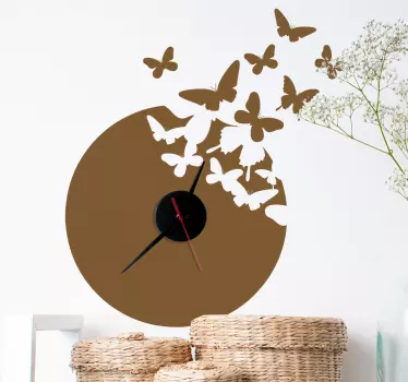 Sticker decoratie klok vlinders - TenStickers