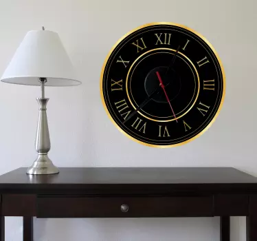 Sticker horloge dorée romain - TenStickers