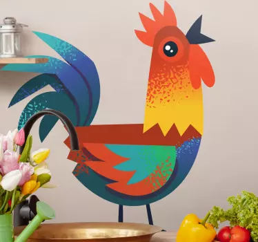 Original colored rooster kitchen wall sticker - TenStickers