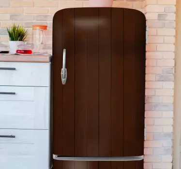 Raw brown planks pattern fridge decal - TenStickers