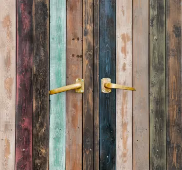 Colorful painted vertical planks door decal - TenStickers