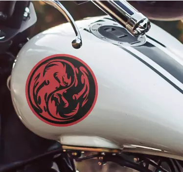 Pegatina para moto Dragón negro y rojo yin yang - TenVinilo