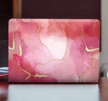 Laptop Aufkleber Rosa und goldener marmoreffekt - TenStickers