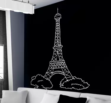 Eiffel Tower Sketch Outline Wall Sticker - TenStickers