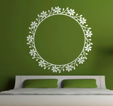 Circular Floral Frame Wall Sticker - TenStickers