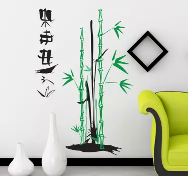 Oriental Bamboo and Characters Wall Sticker - TenStickers