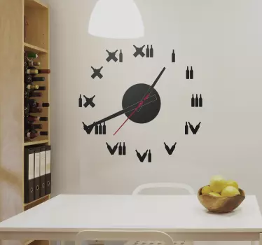 Wine Bottles Clock Sticker - TenStickers