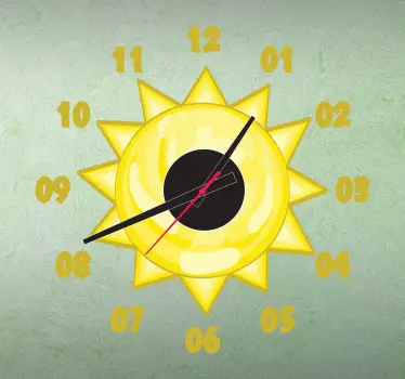 Kids Sun Wall Clock Stickers - TenStickers