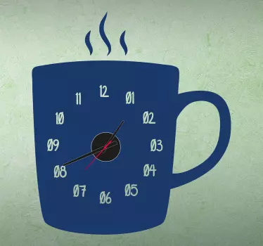 Sticker horloge tasse café - TenStickers