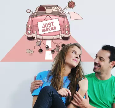 Cute Just Married Car Sticker - TenStickers