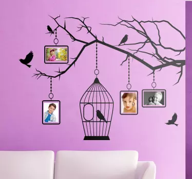Bird Tree Frames Wall Sticker - TenStickers