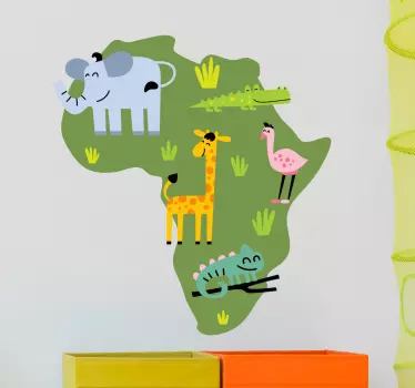 African Animal Map Wall Sticker - TenStickers