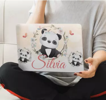 Aranyos állatok panda név laptop bőr - TenStickers