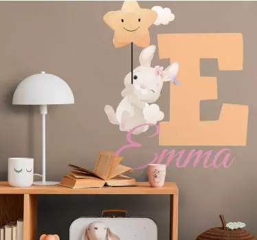 Cute animals bunny with name sticker - TenStickers
