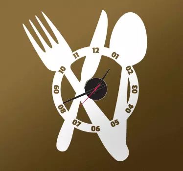 Large Cutlery Clock Sticker - TenStickers