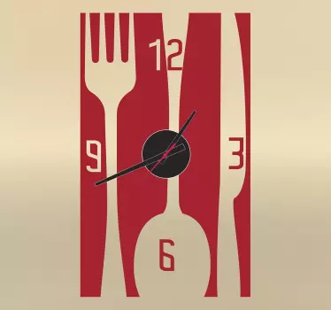 Sticker relógio utensílios cozinha - TenStickers