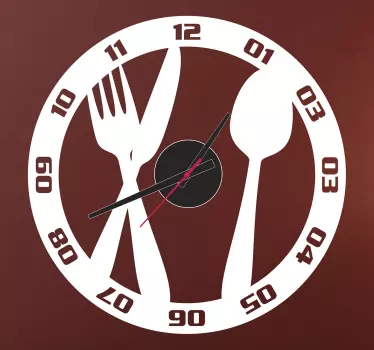 Sticker horloge couteau fourchette - TenStickers