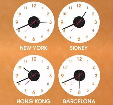Countries and cities clock wall clock sticker - TenStickers