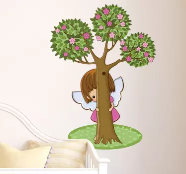 Naklejka dla dzieci aniołek i drzewo - TenStickers