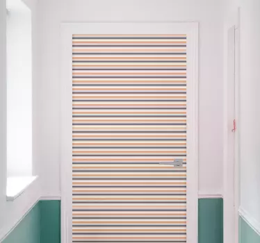 Horizontal retro striped pastel door sticker - TenStickers