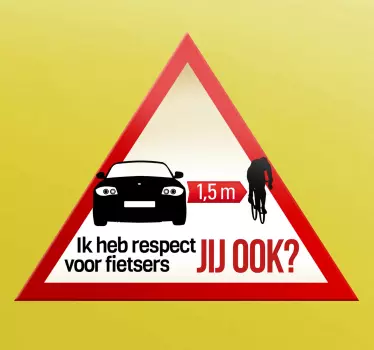 Sticker gevarendriehoek respect fietsers - TenStickers