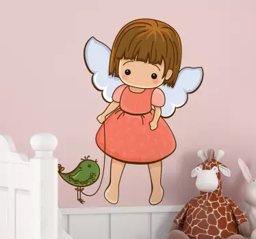 Little Angel with Bird Sticker - TenStickers