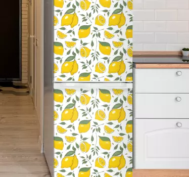 Lemons and flowers tropical fridge sticker - TenStickers