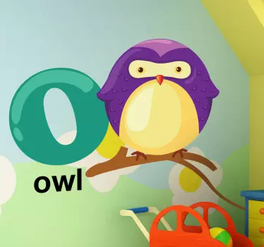 O for Owl Kids Sticker - TenStickers
