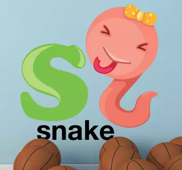 Letter S Snake Kids Sticker - TenStickers