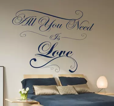All You Need is Love Lyrics Decal - TenStickers
