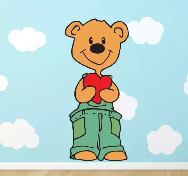 泰迪熊与心墙贴 - TenStickers